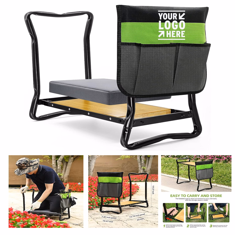 Upgrade Bench 2-inch Thick Kneeling Pad 1 Larger Tool Bags Bamboo Garden Heavy Duty Seat