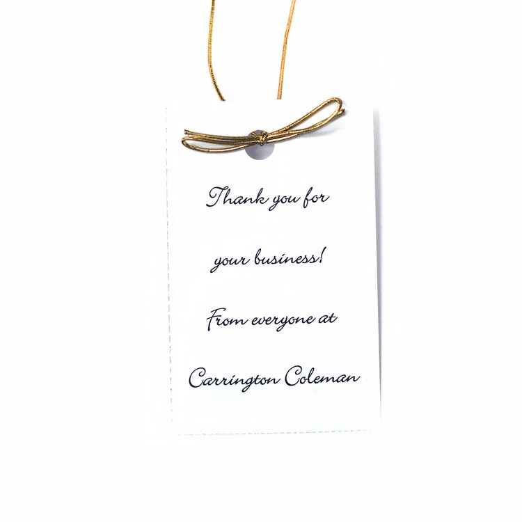 Black Ink Printed Single-Sided Hang Tag with White Background