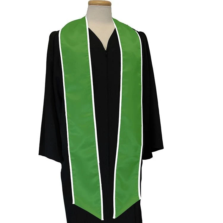 Kelly Green Graduation Sash with White Binded Edge 1