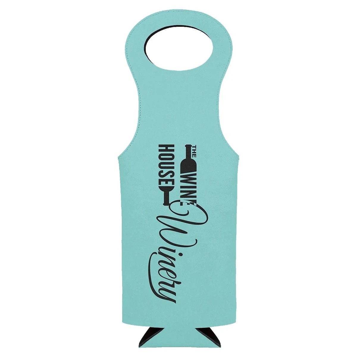 Teal Blue Laserable Leatherette Wine Bag 1
