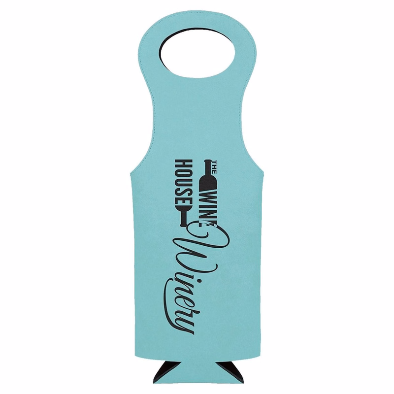 Teal Blue Laserable Leatherette Wine Bag