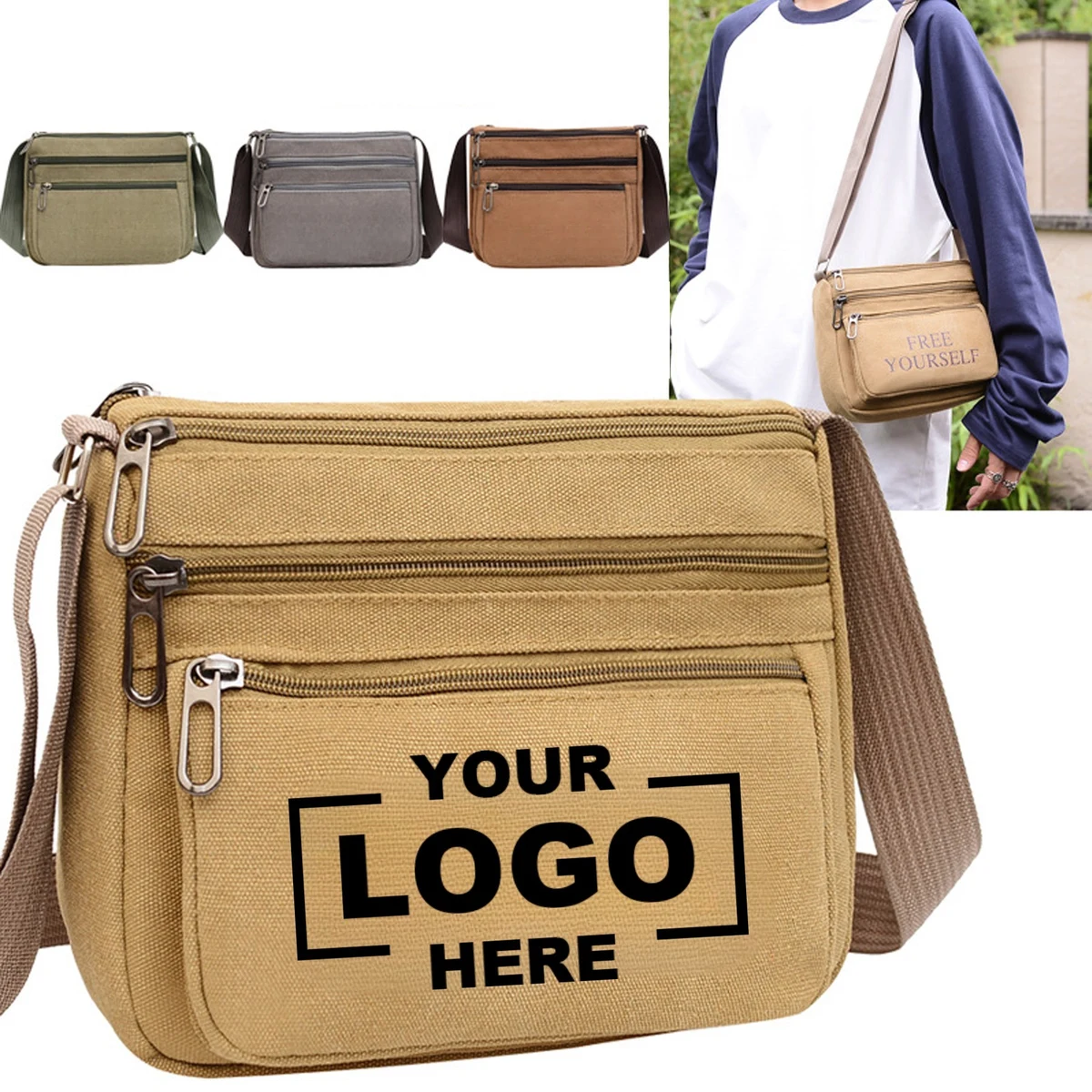 Canvas Crossbody Travel Messenger Bag 1