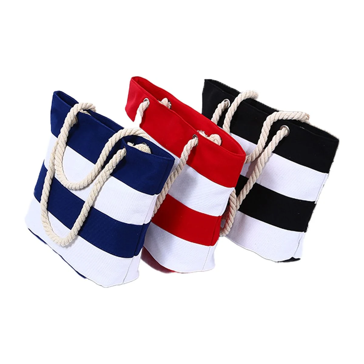 Striped Canvas Tote Bag 1