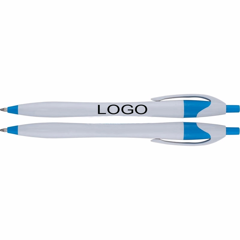 Plastic Pen White with light blue trim