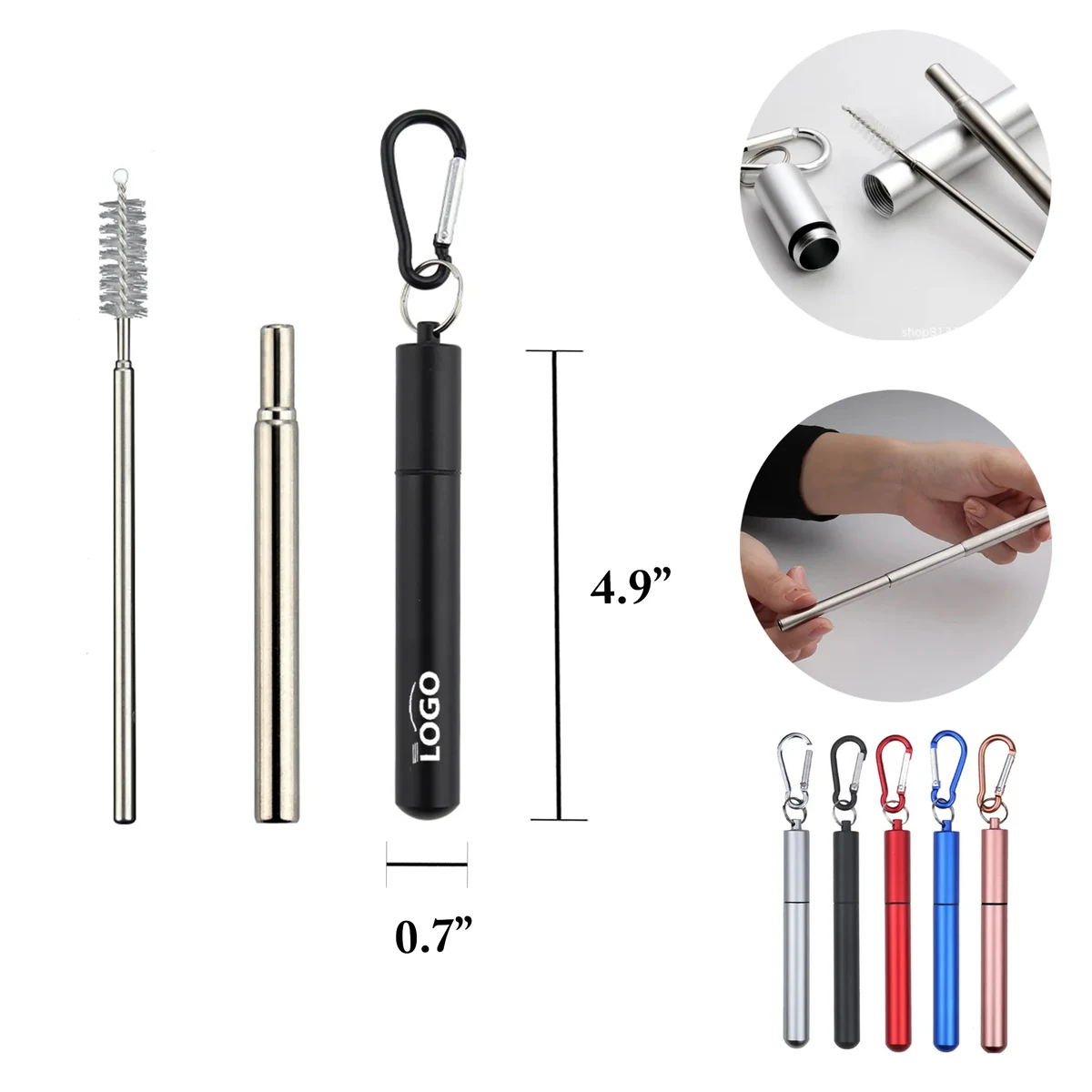 MOQ50 304 Telescopic Straw Aluminum Case Foldable Set 1