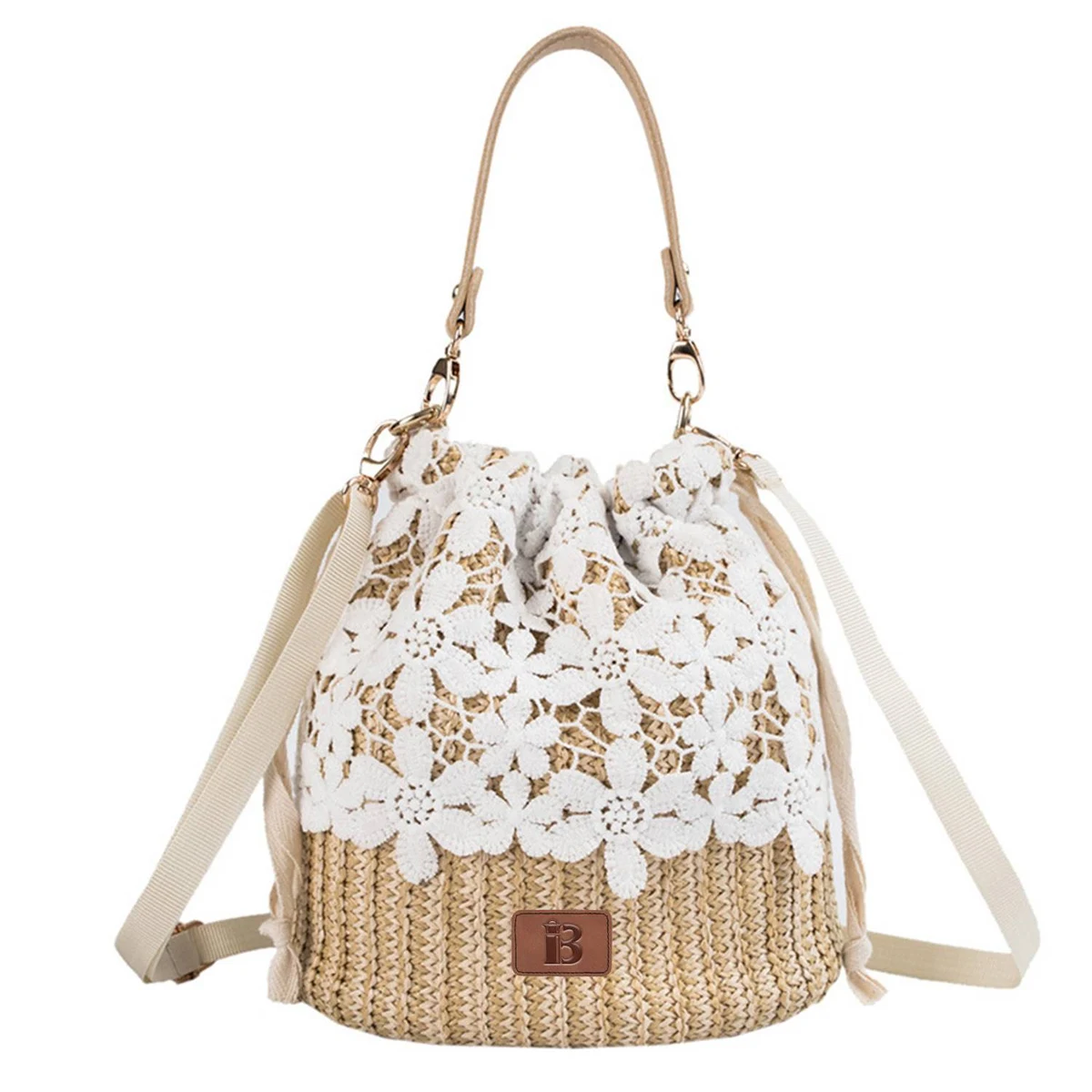 Chic Straw Women's Summer Beach Bag with Removable Handle 1