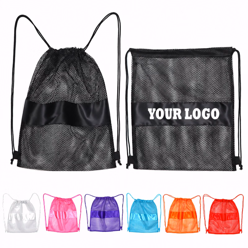 Mesh Drawstring Swim Backpack