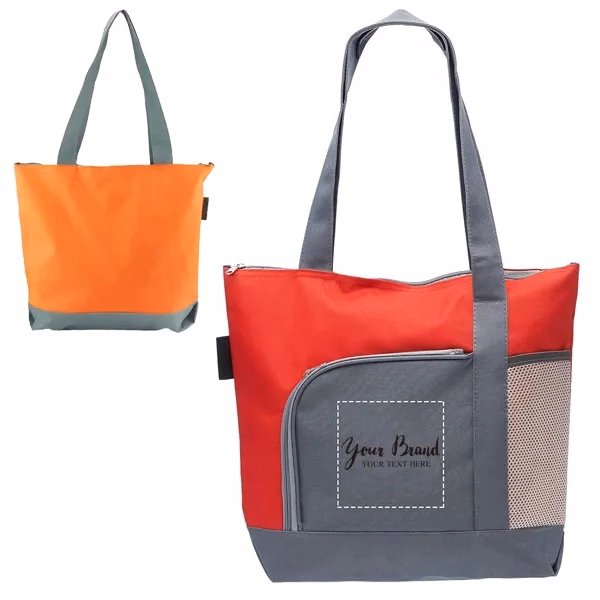 600D Polyester Canvas Zipper Tote
