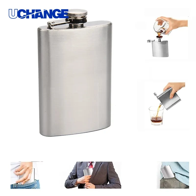 8oz Stainless Steel Hip Flask for Travel, Gifting & Outdoor Use, custom water bottle with logo imprint 1