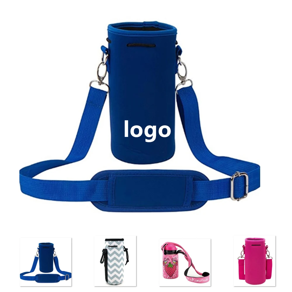 Neoprene Water Bottle Carrier w/Shoulder Strap 1