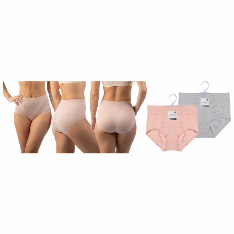 Women's Seamless Panties - M-XL Pink Gray Wide Waistband