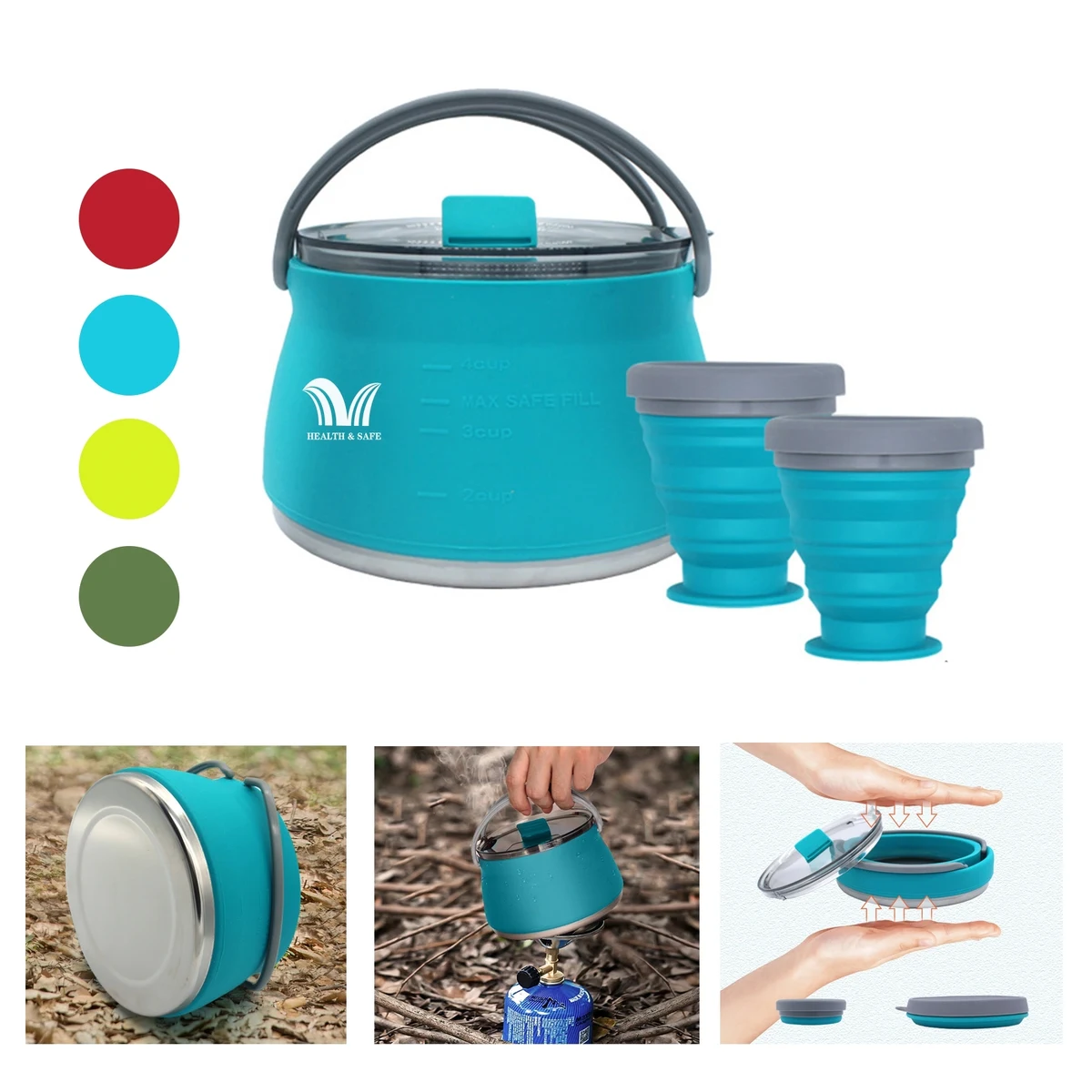 Outdoor Portable Kettle Folding Silicone Teapot Set 1
