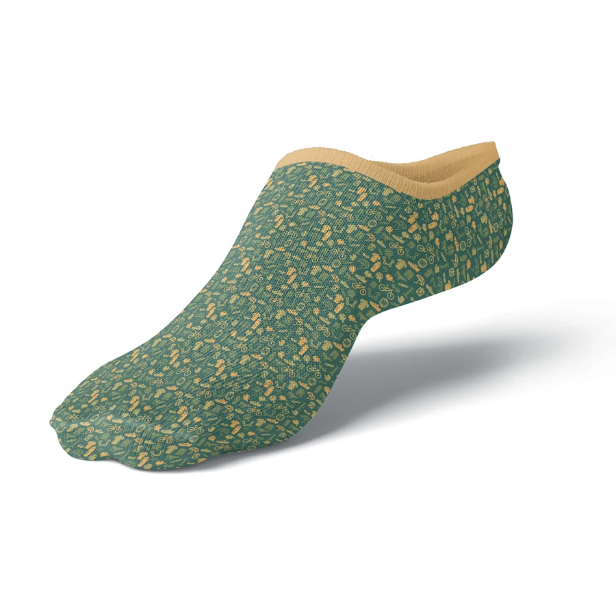 Jacquard Weave Cotton-Blend Low Cut Socks w/ Cushion 1