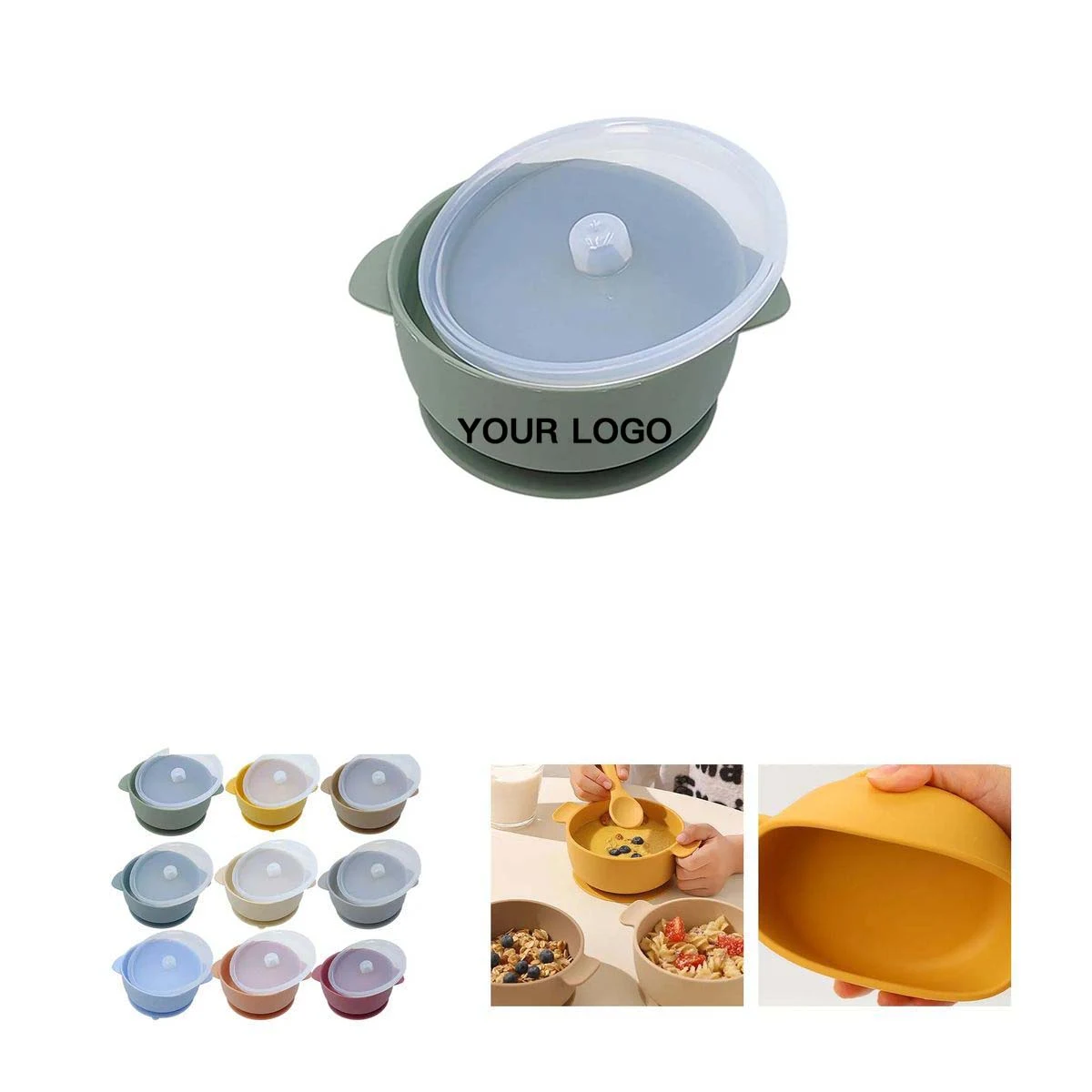 Silicone Toddler Bowl with Lid and Suction Base 1