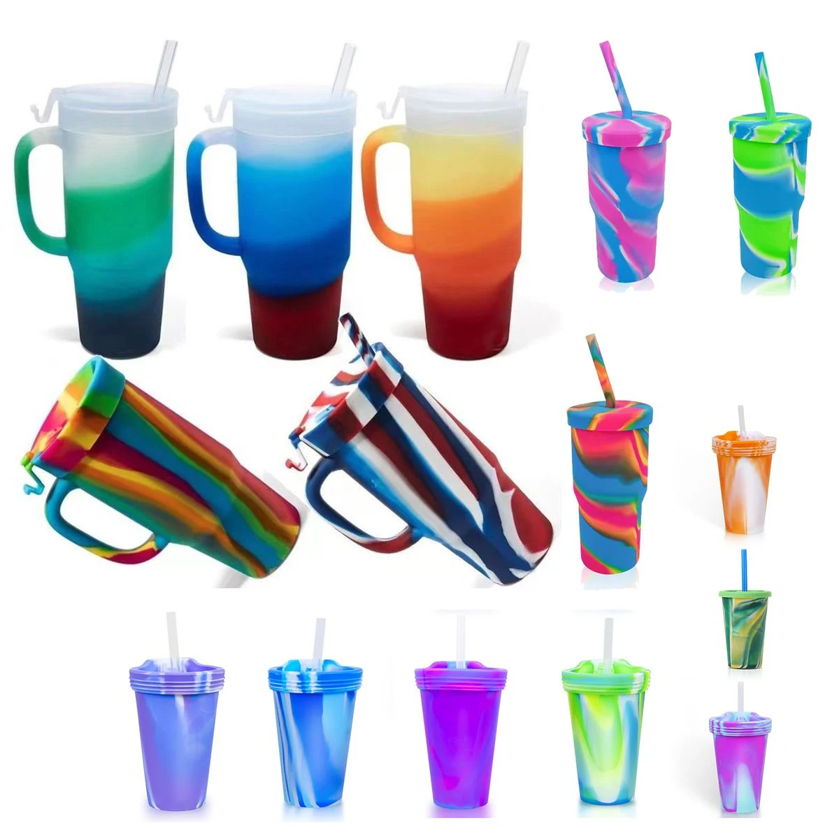 16oz Silicone Pint with 2 in 1 Lid and Straw 1