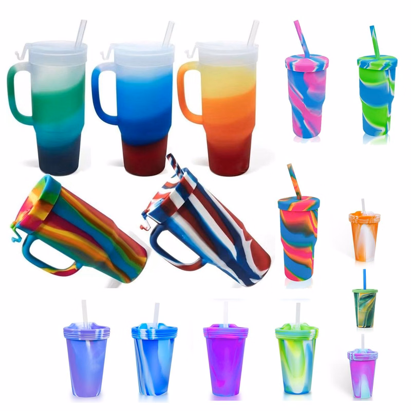 16oz Silicone Pint with 2 in 1 Lid and Straw