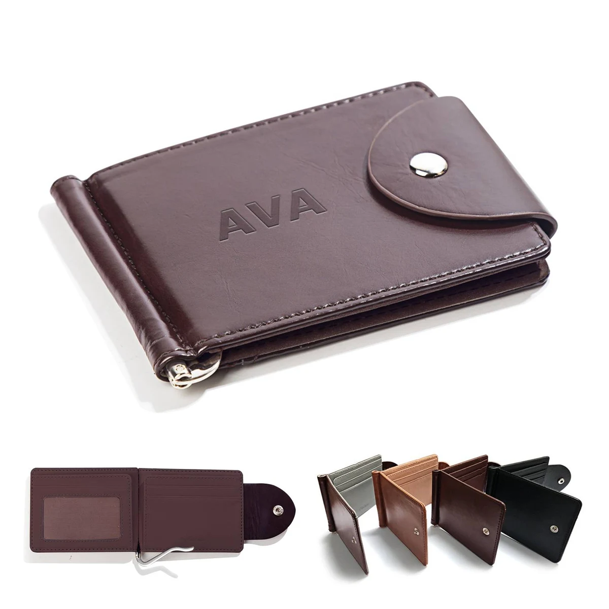 PU Leather Money Clip Card Holder Wallet 1