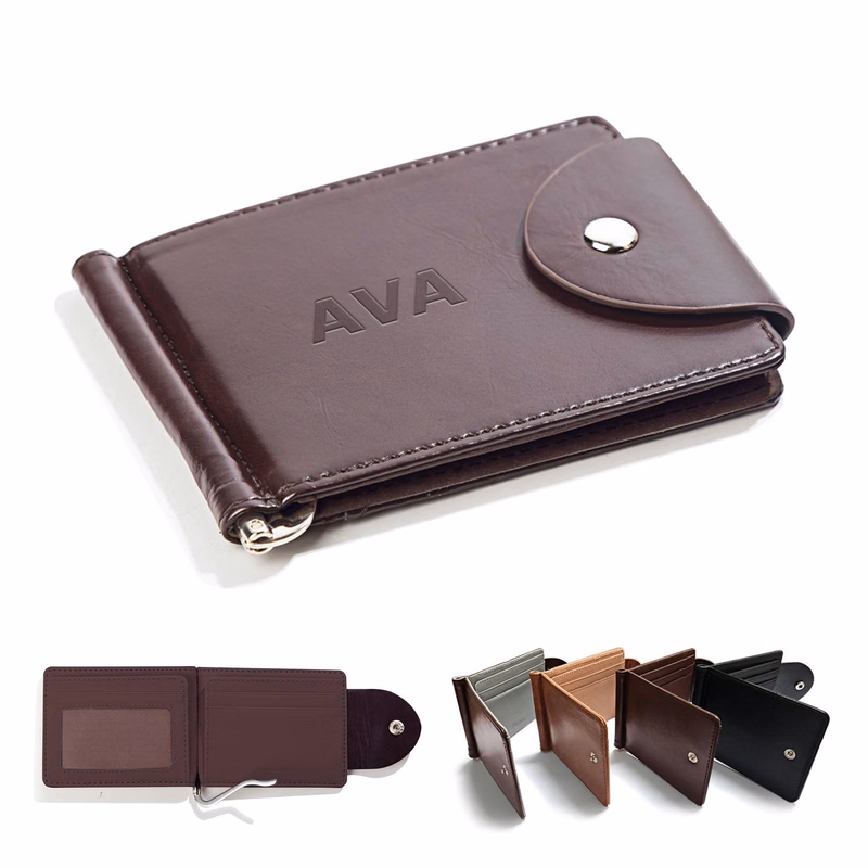 PU Leather Money Clip Card Holder Wallet
