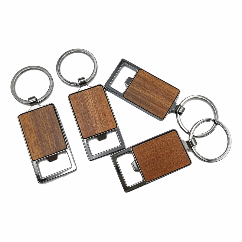 Wood & Metal Bottle Opener Keychain