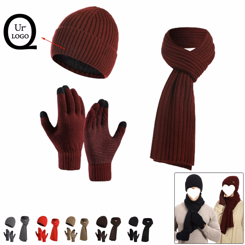 Acrylic Knit Cap Scarf Gloves Set