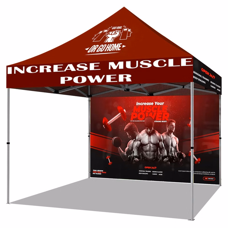10x10 Heavy Duty Sublimated Event Canopy Tent With Back Wall