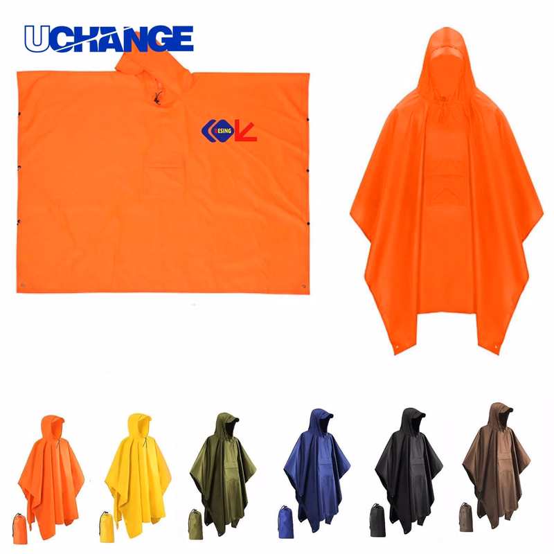 Drawstring Hooded Rain Poncho for Protection