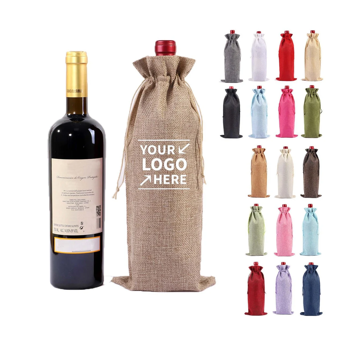 Wine Bottle Drawstring Gift Bag 1