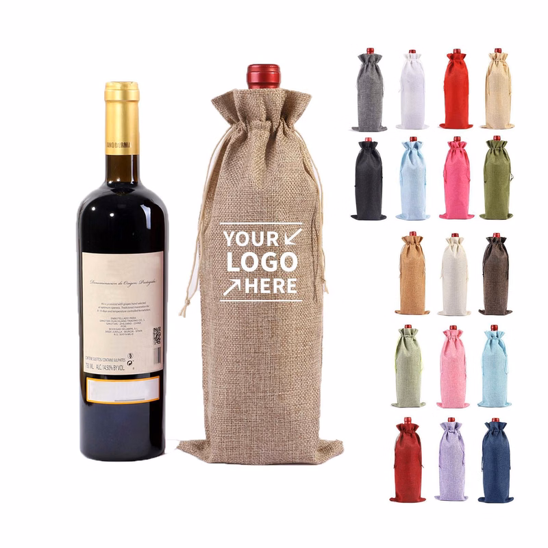 Wine Bottle Drawstring Gift Bag