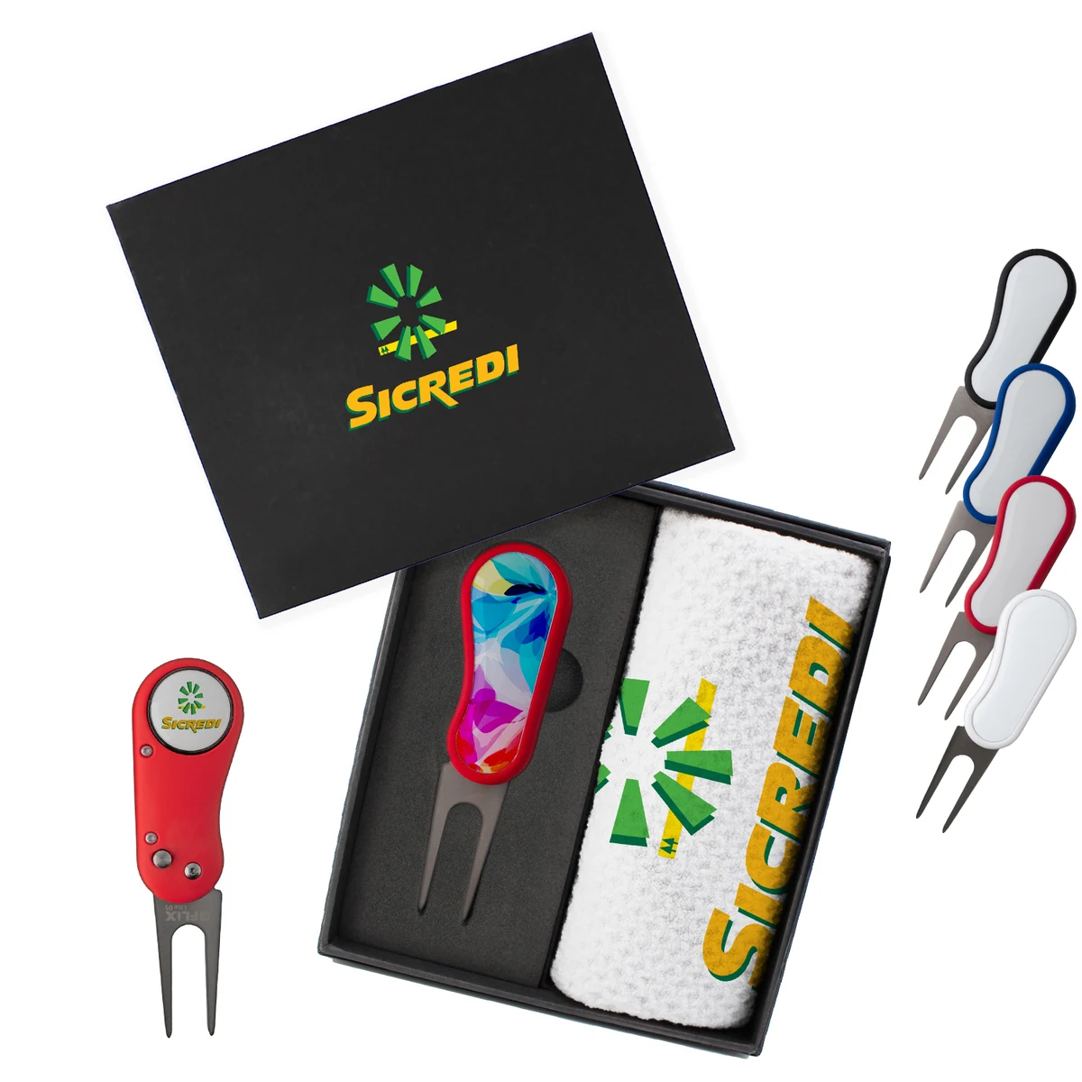 Premium Golf Presentation Box - Divot Tool & Towel 1