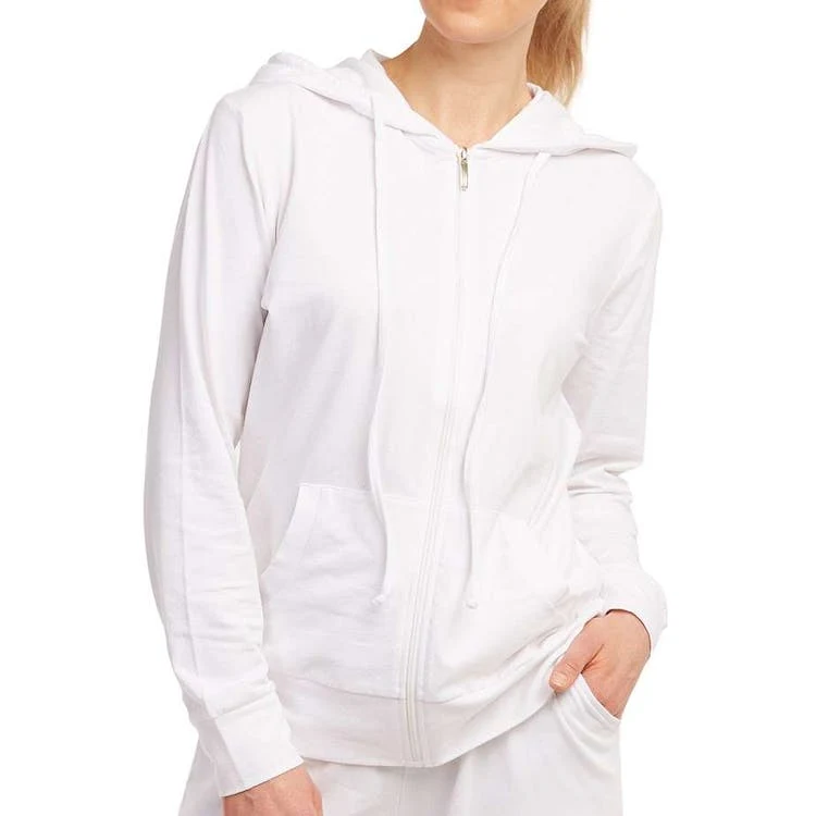 Women's Plus Size Jersey Zip-Up Hoodie Jackets - 3X White 1