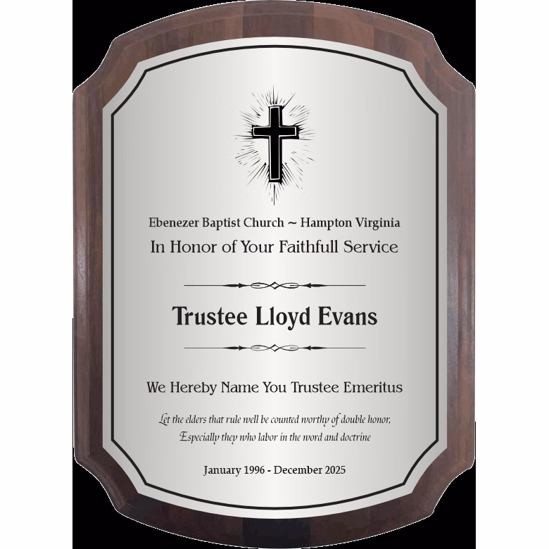 Airflyte American Walnut Plaque With Clipped Corner Design
