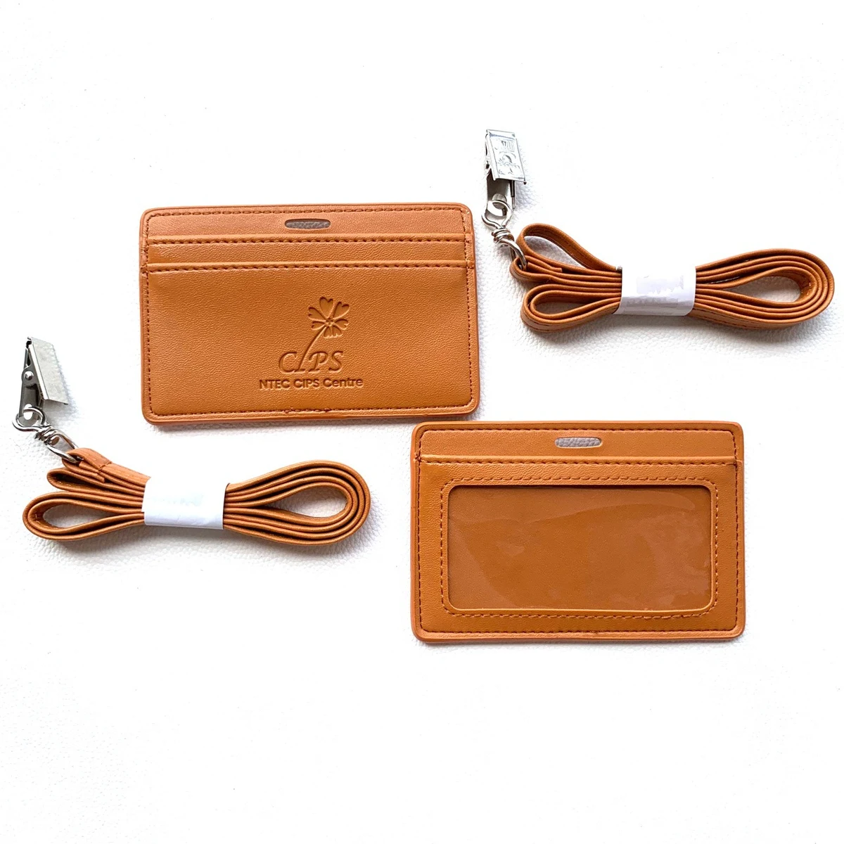 Deluxe Horizontal PU Leather ID Badge Holder 1