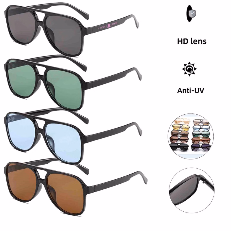 Uv400 Vintage Sunglasses Large Squared Aviator Frame