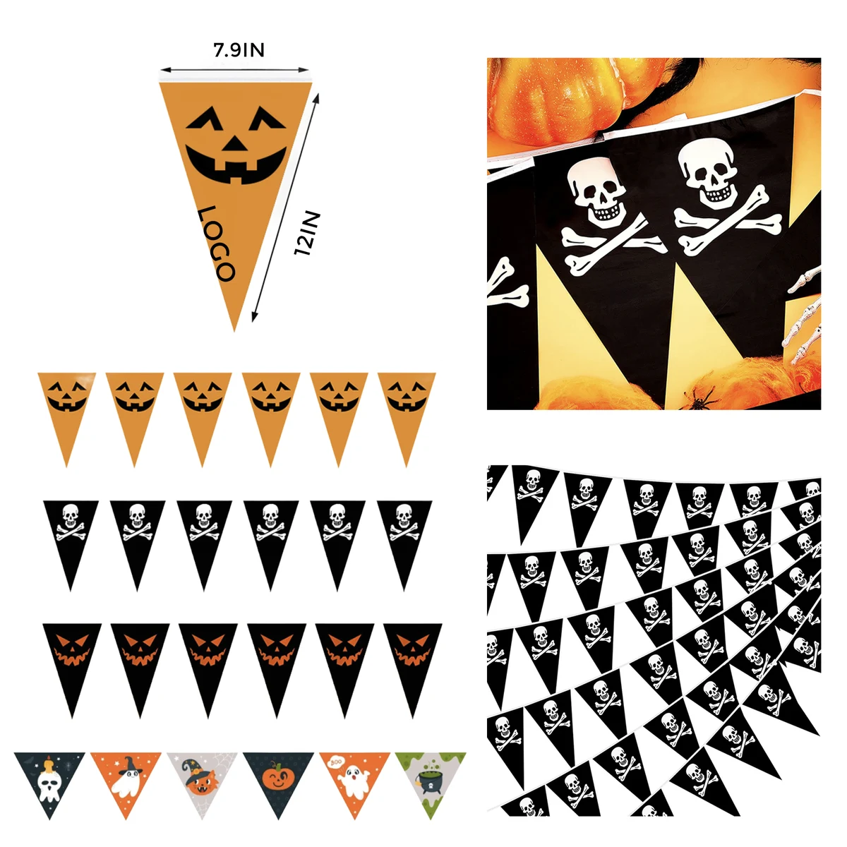 MOQ 50 PCS Handmade Halloween Triangular Pennant String 1