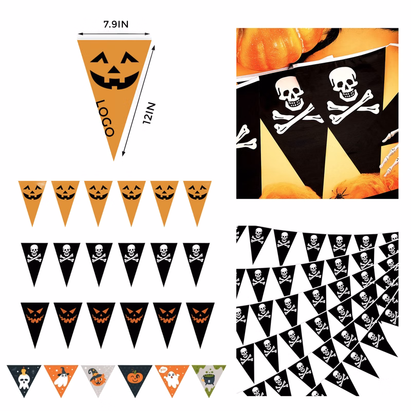 MOQ 50 PCS Handmade Halloween Triangular Pennant String