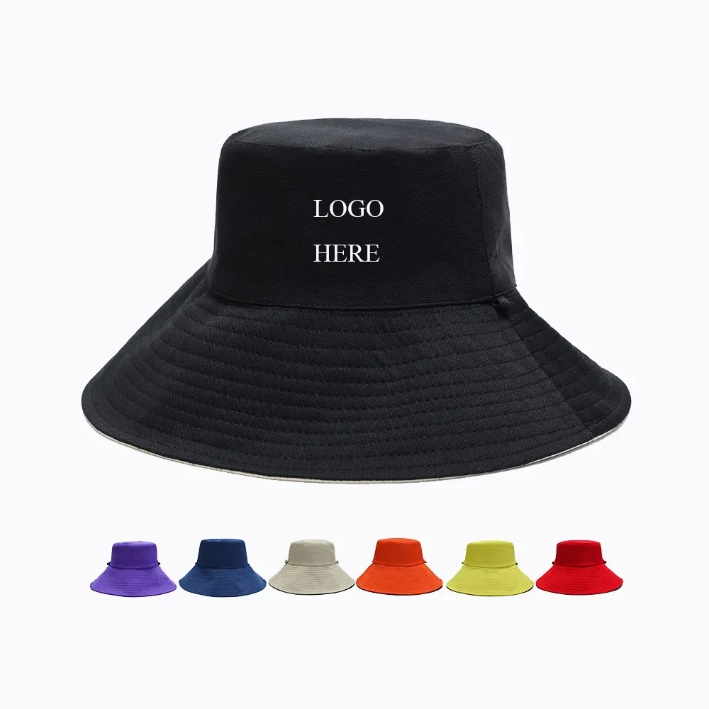 Reversible Wide Brim Cotton Bucket Cap 1
