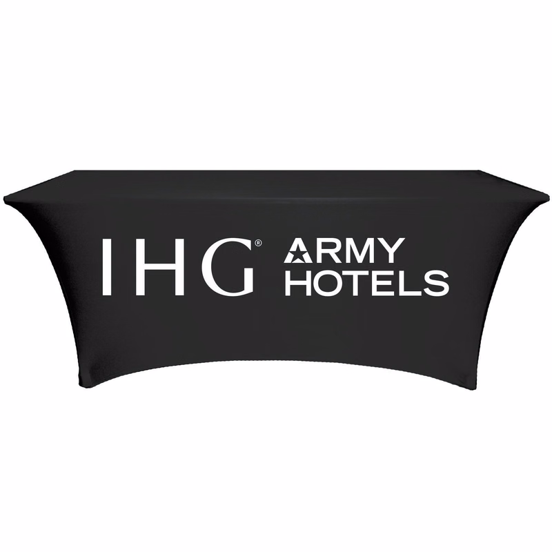 8FT-FULL-SPAN-IHG ARMY HOTELS Spandex Stretch TABLECLOTH