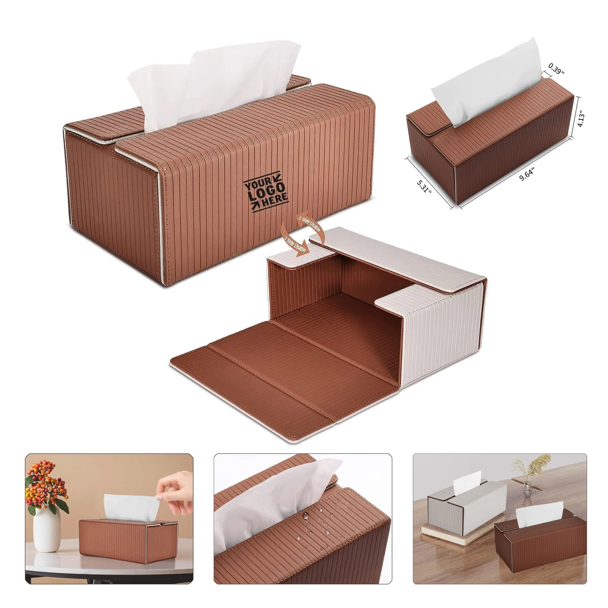 Kleenex Napkin Dryer Sheet Dispenser Reversible Rectangular PU Leather Tissues Box Holder And Cover 1