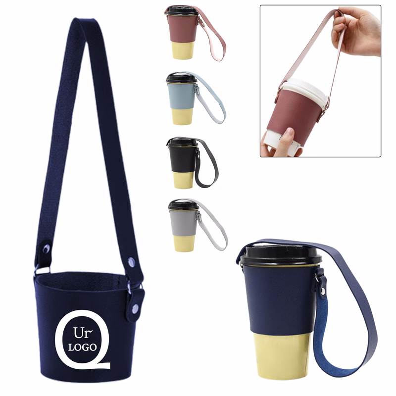 Leather Beverage Cup Holder Carrier