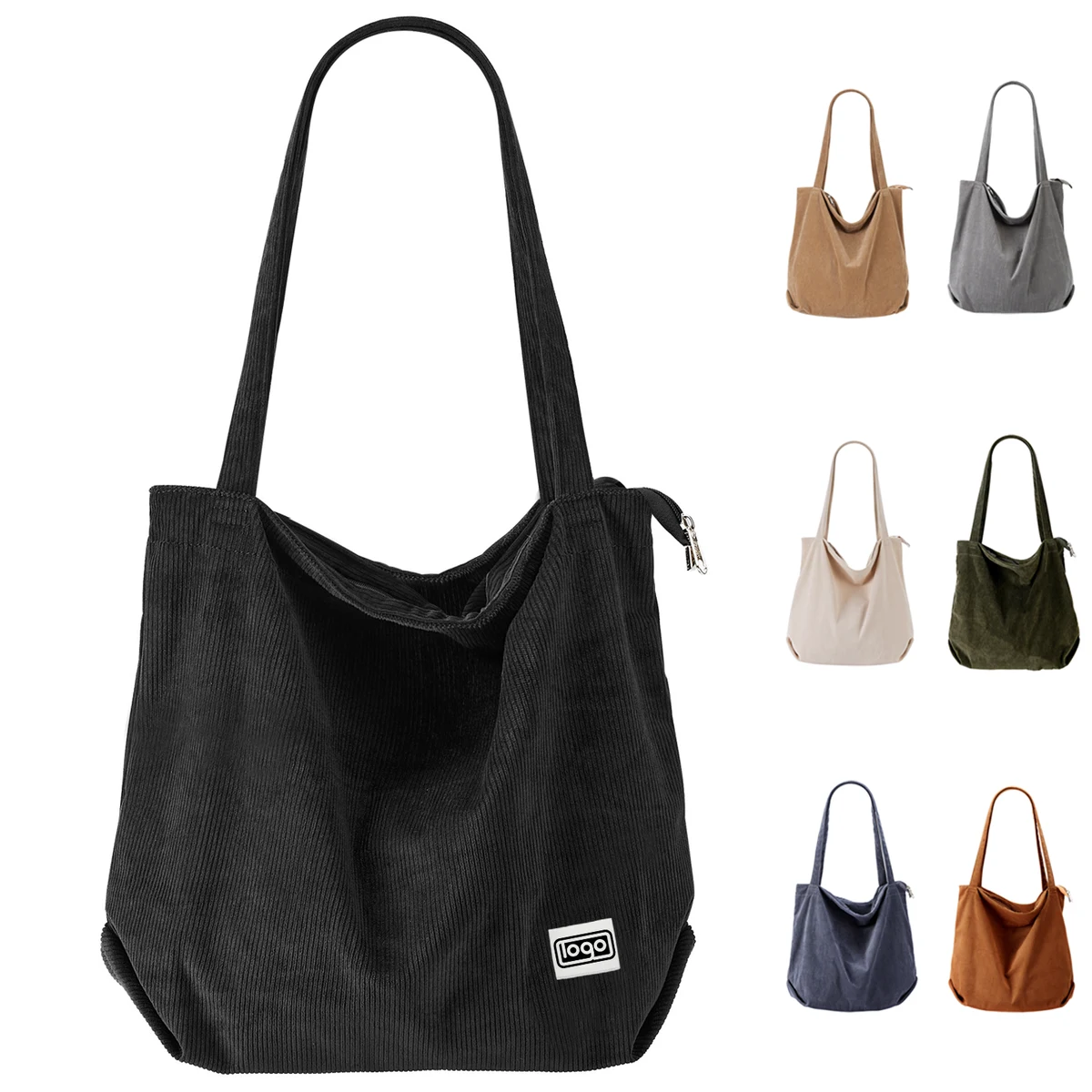Water Resistant Corduroy Tote Bag, custom tote bag with logo imprint 1