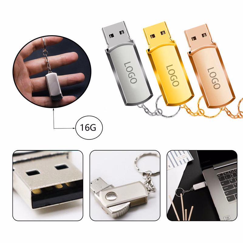 MOQ:20pcs Custom Metal Keychain Flash Drive