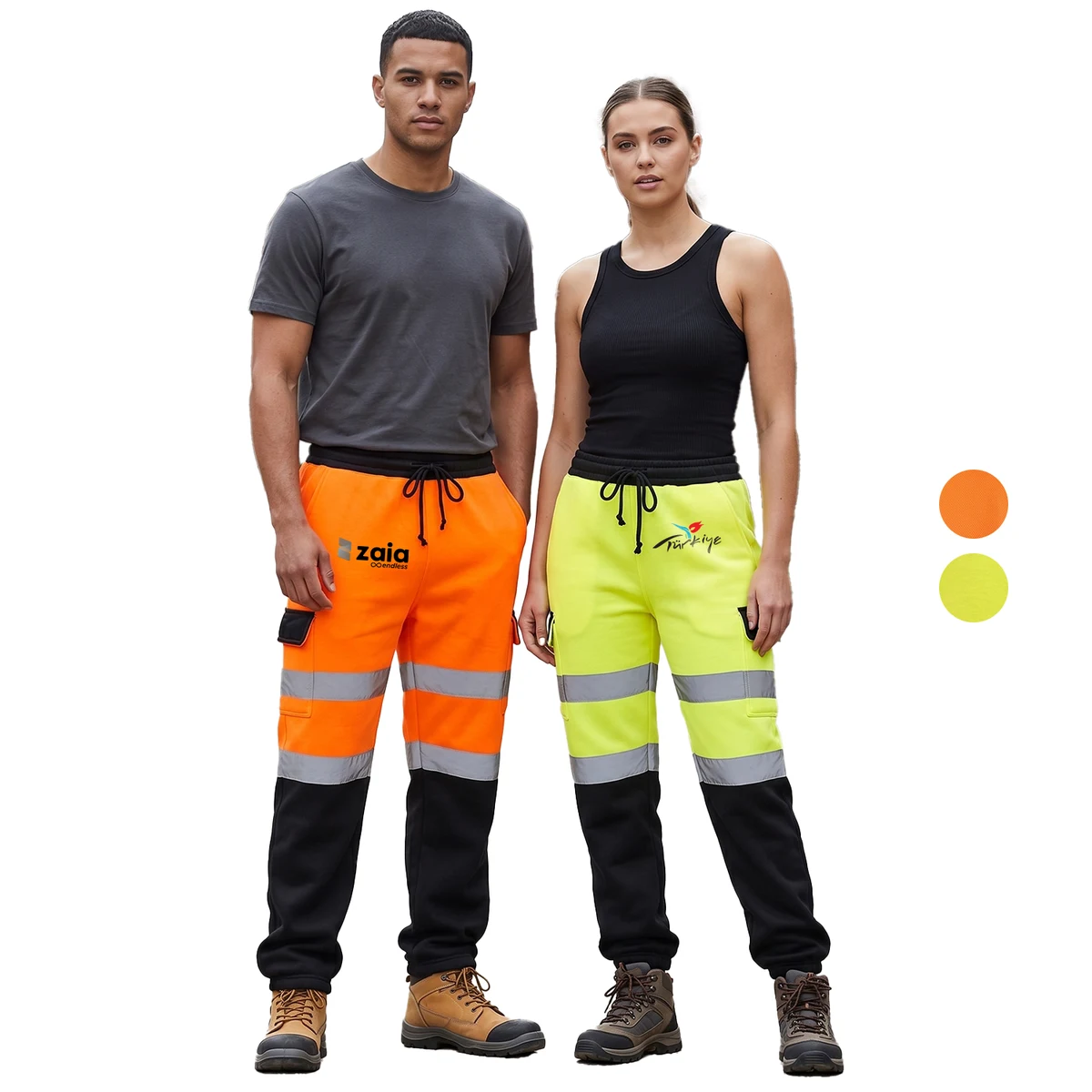 Color Block Safety Sweatpants Class E Reflective Tape Joggers 1