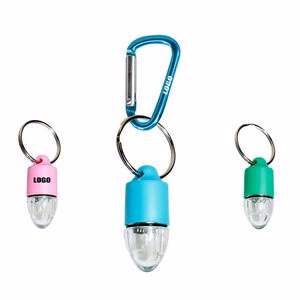 Bullet Shaped LED Safety Light For Pets Push Button Activation With Carabiner