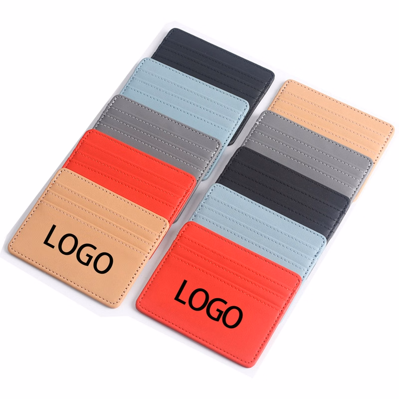 Leather Minimalist Wallet With Id Window Cover Credit Card Holder For Men & Women