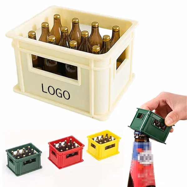 Wooden Beverage Crate Bottle Opener with Magnetic Shape
