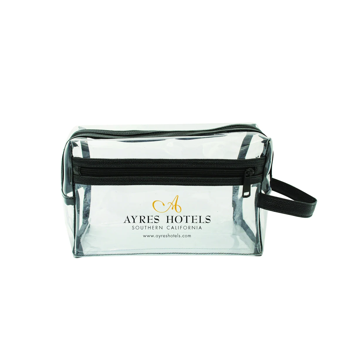 Clear Vinyl Toiletry Bag W/ Leatherette Accent 1