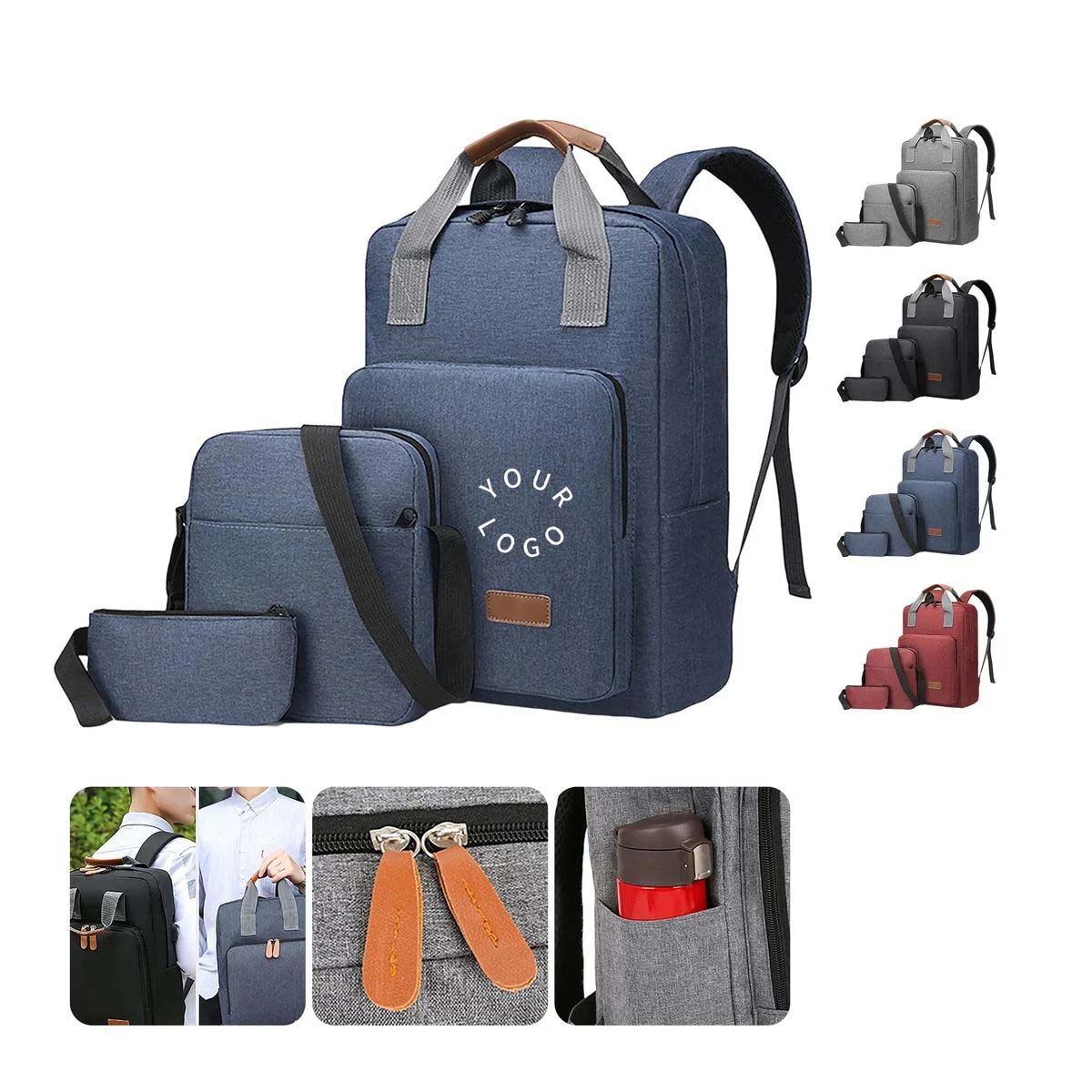 Portable Commuter Bag Set with Dual Zippers 1