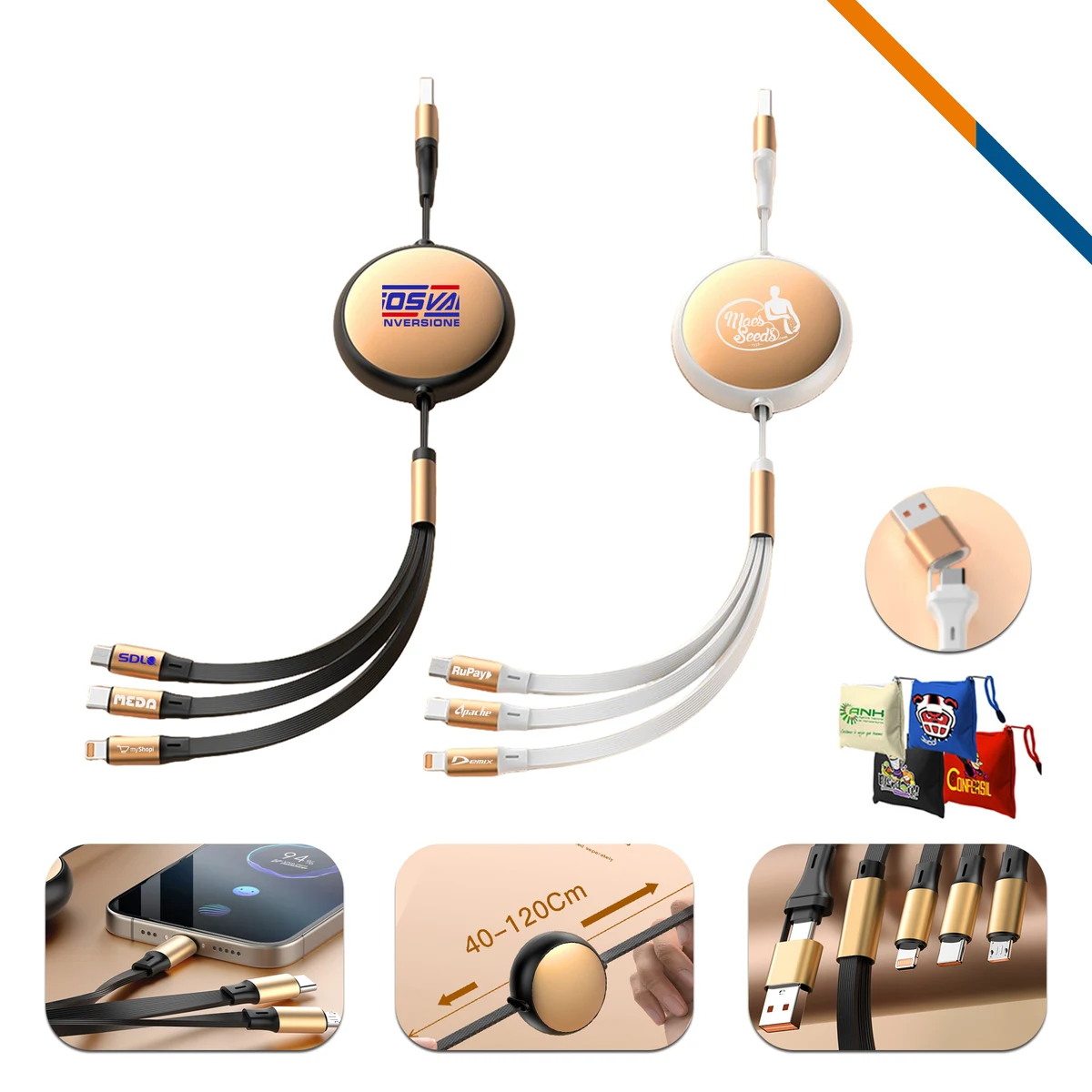 FlexZip 5in1 15W Retractable Fast Charging Cable 1