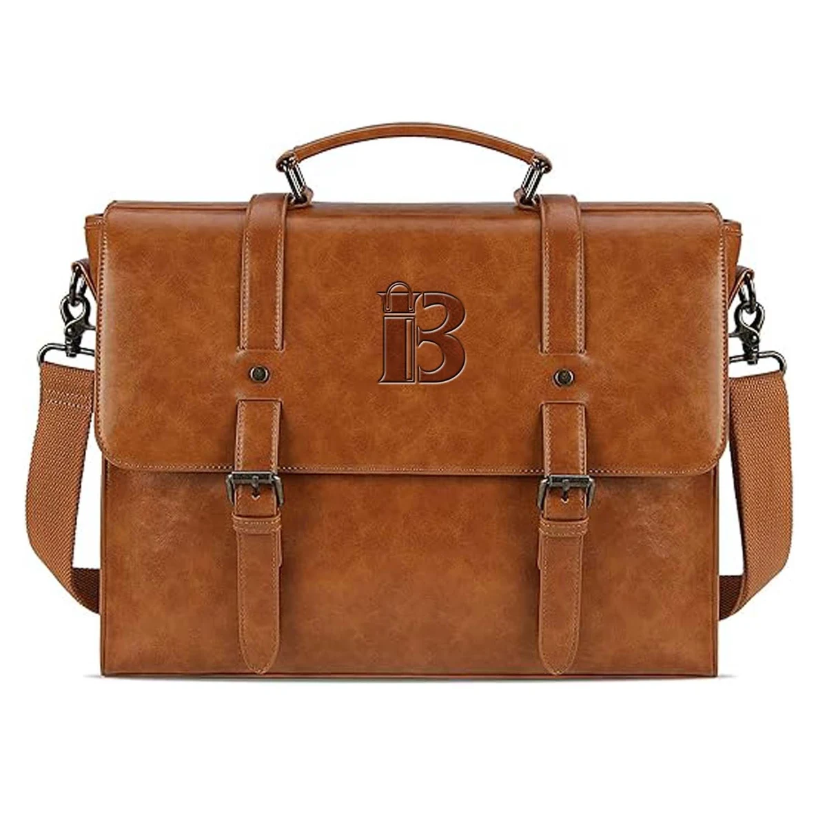 PU Leather Laptop Briefcase Messenger Crossbody Bag 1