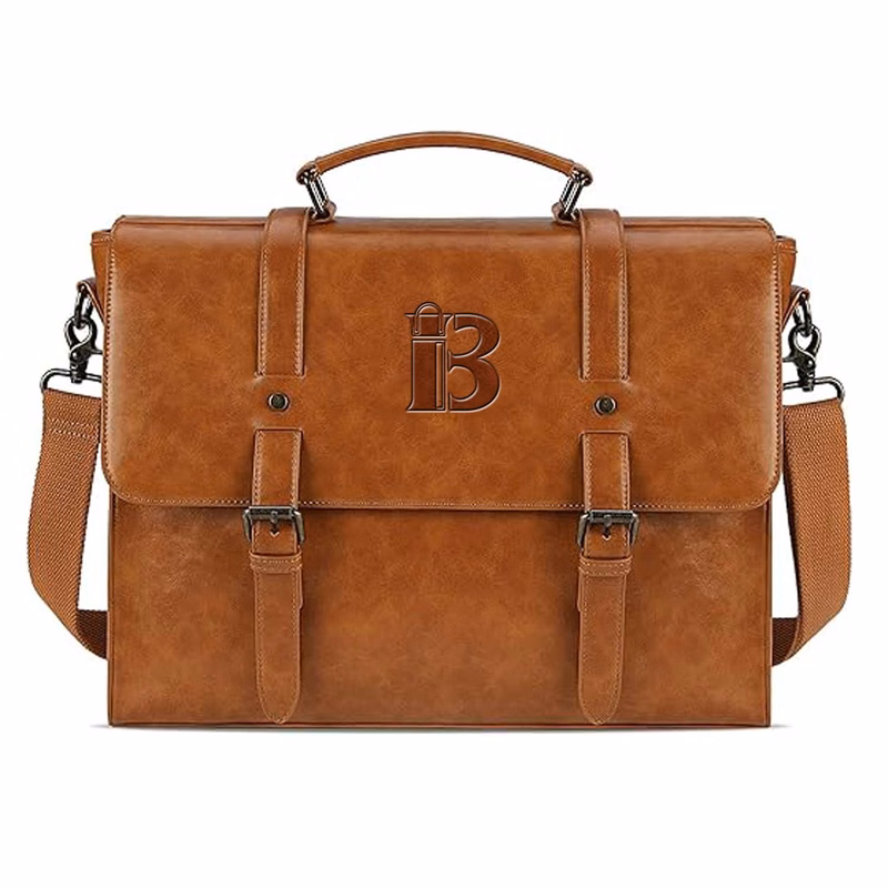 PU Leather Laptop Briefcase Messenger Crossbody Bag